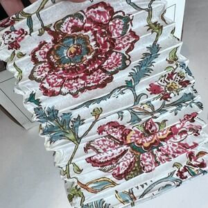 Pottery Barn Accordion Paper Lantern Shade Set Of 10 Rectangle Floral Red Blue